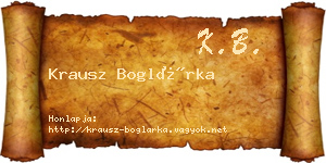 Krausz Boglárka névjegykártya